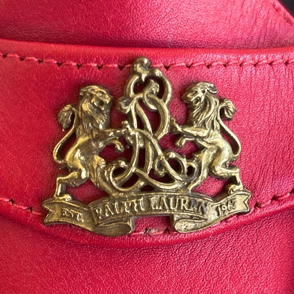 RALPH LAUREN Vtg 80s Red Leather Loafers Crest Bench Made Maine USA 7.5 NEW RARE - Picture 6 of 14